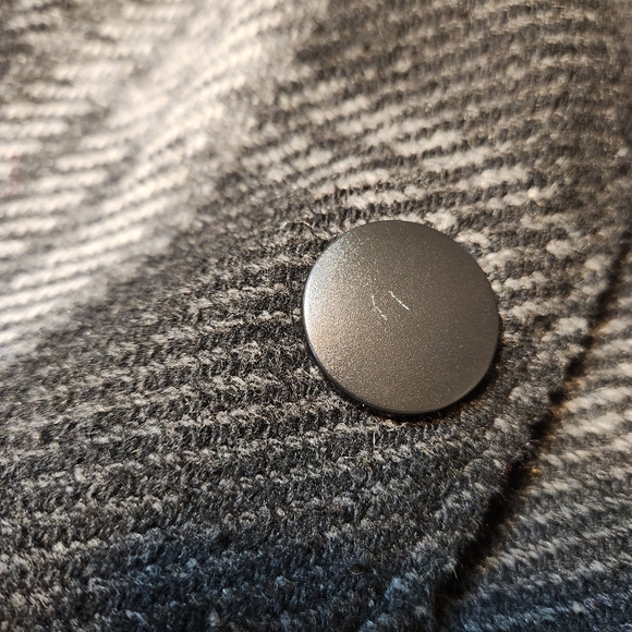 Fleet Street Wool Blend Plaid Hooded Coat Large Black and White Zippered Snaps - Picture 12 of 14